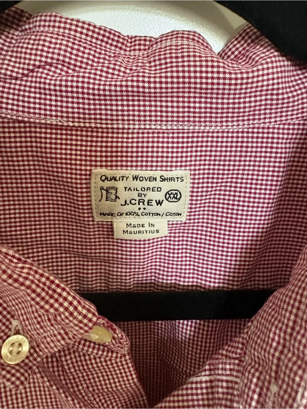 J. Crew Men's Long-Sleeve red and White Button-Down Shirt